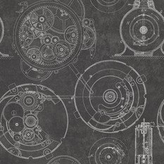 Horlogerie Anthracite Wallpaper by Mind The Gap
