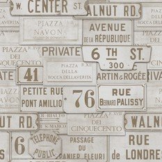 Vintage Signs Taupe Wallpaper by Mind The Gap 