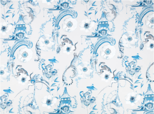 Euphoria China Blue Fabric by Temperley London x Romo
