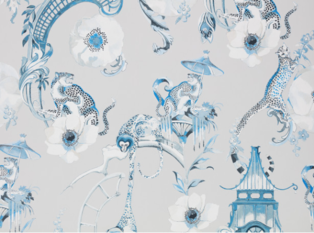 Euphoria Wallcovering China Blue by Temperley London x Romo