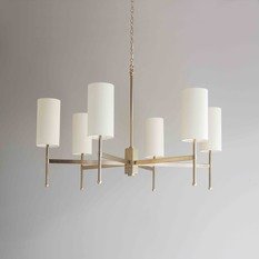 Tigermoth Stem Gold Chandelier with Ivory Silk